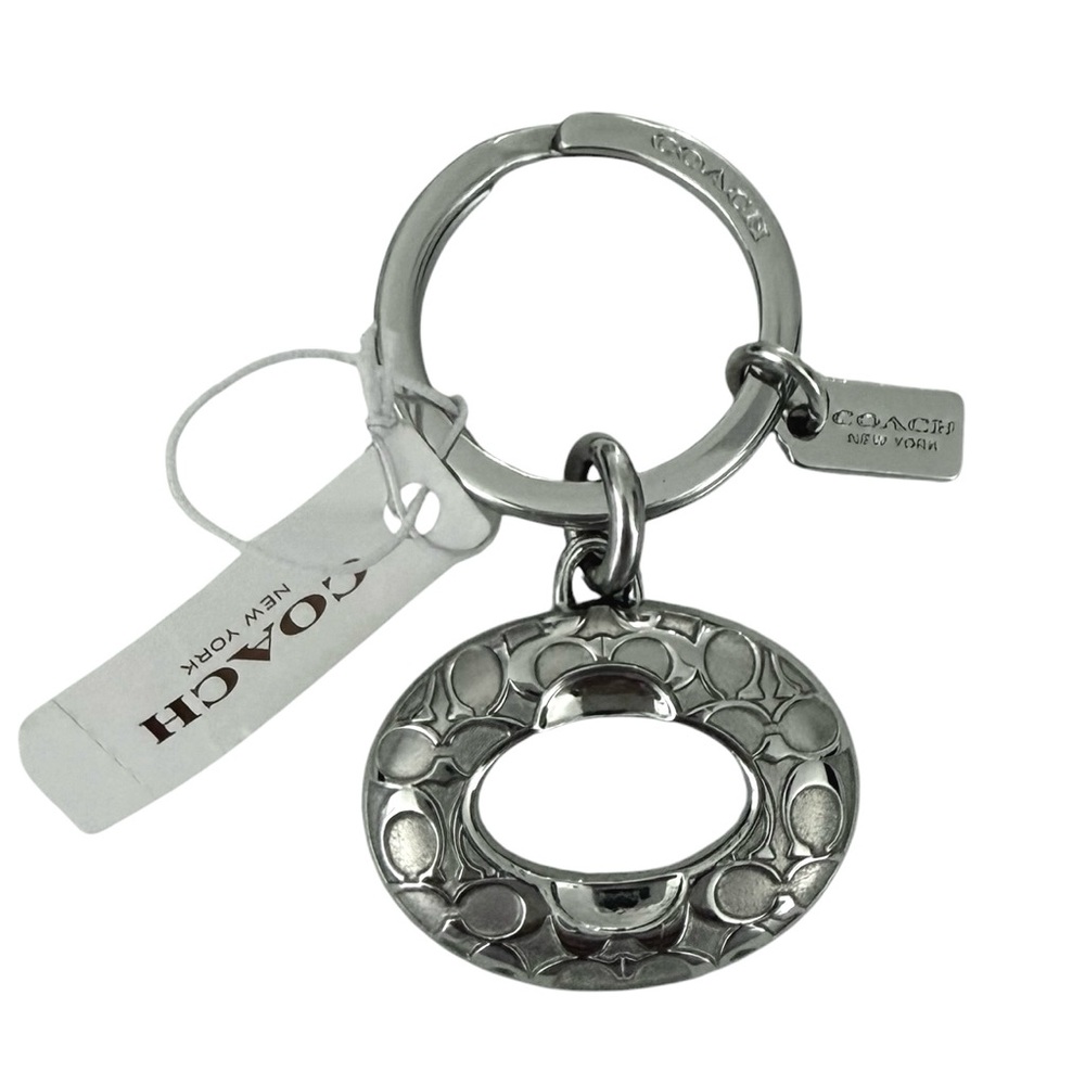 NWT Coach Silver Signature Open Oval Keychain Charm